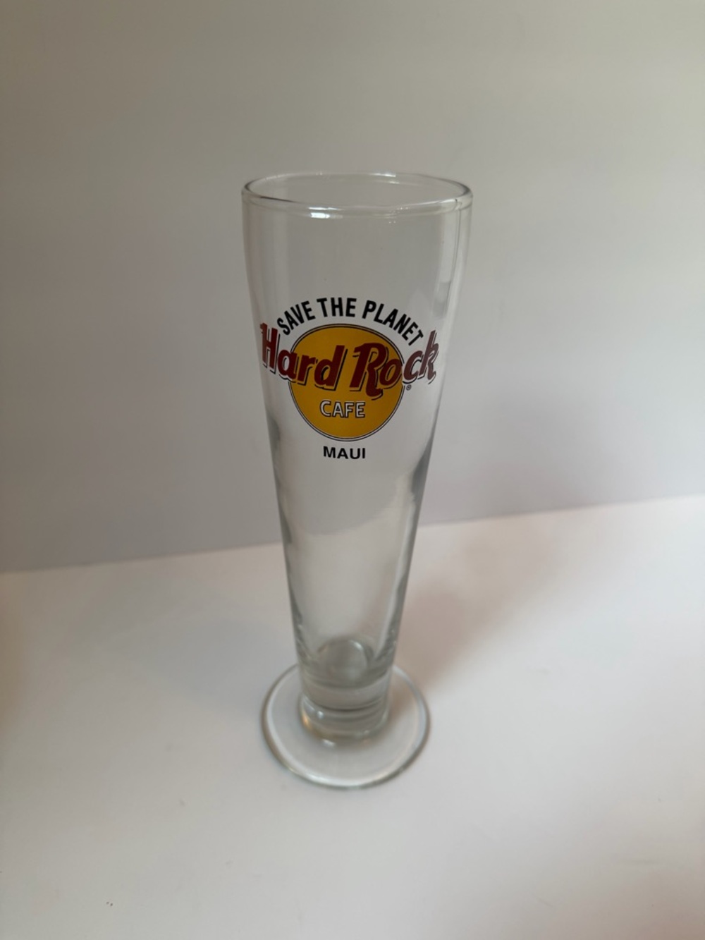 Hard Rock Cafe Tall Footed Pilsner Beer Glass Maui - Save the Planet